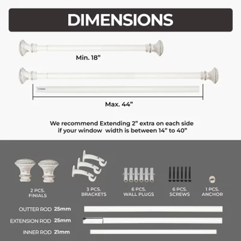 Deco Window Wood Trumpet 1 IN Adjustable Curtain Rod