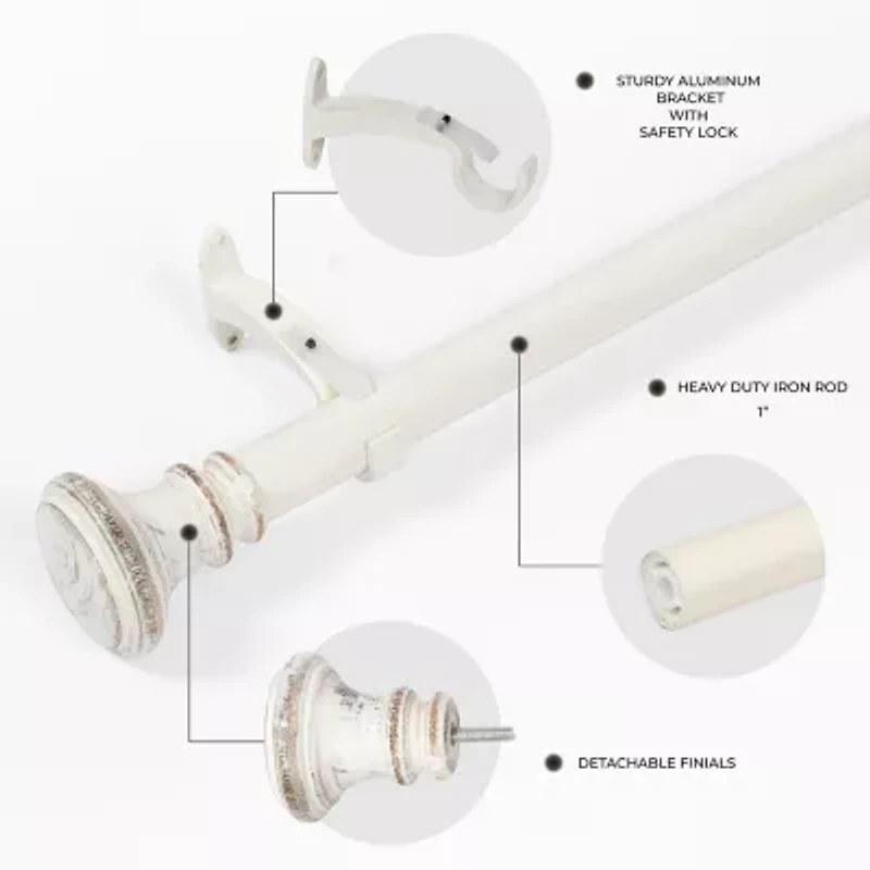 Deco Window Wood Trumpet 1 IN Adjustable Curtain Rod