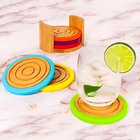 BergHOFF Bamboo With Silicone Rims, Multicolor 7-pc. Coasters