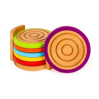 BergHOFF Bamboo With Silicone Rims, Multicolor 7-pc. Coasters