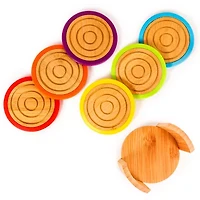 BergHOFF Bamboo With Silicone Rims, Multicolor 7-pc. Coasters