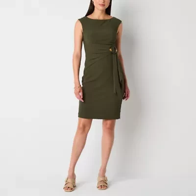 Jessica Howard Womens Boat Neck Sleeveless Sheath Dress