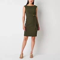 Jessica Howard Womens Boat Neck Sleeveless Sheath Dress