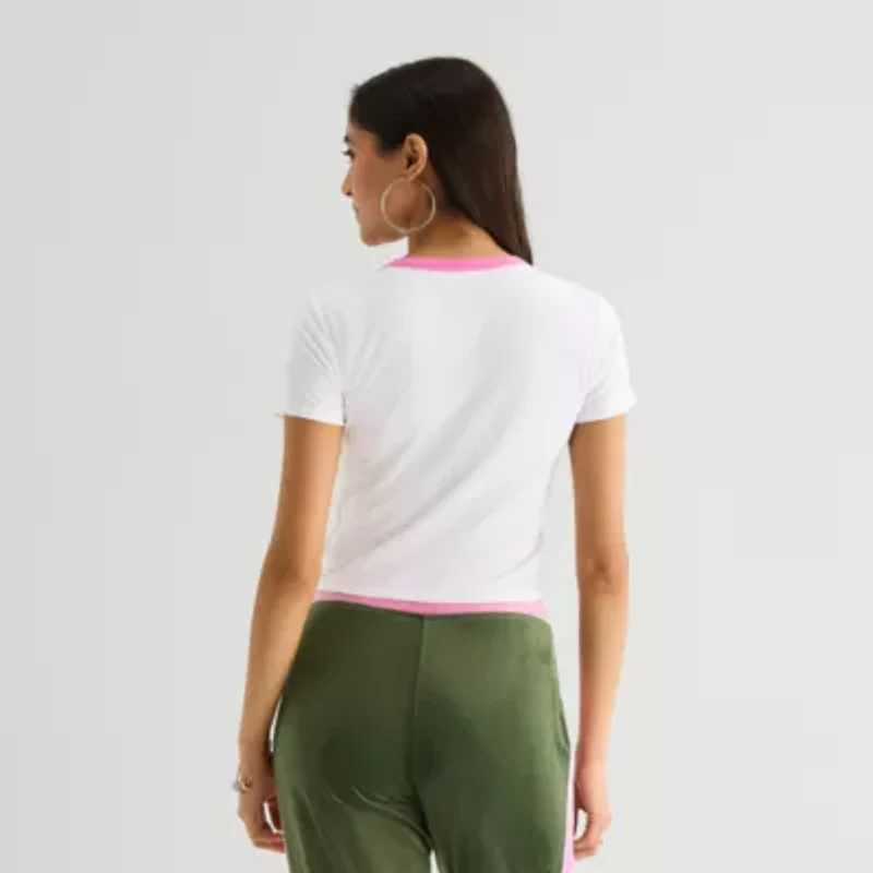 Juicy By Couture Womens Juniors Crew Neck Short Sleeve Regular Fit Graphic T-Shirt