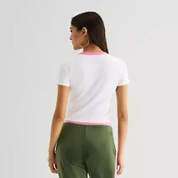 Juicy By Couture Womens Juniors Crew Neck Short Sleeve Regular Fit Graphic T-Shirt