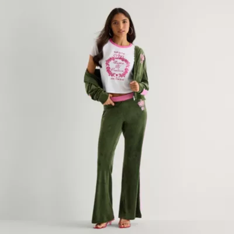 Juicy By Couture Womens Juniors Crew Neck Short Sleeve Regular Fit Graphic T-Shirt