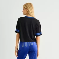 Juicy By Couture Womens Juniors V Neck Short Sleeve Regular Fit Graphic T-Shirt