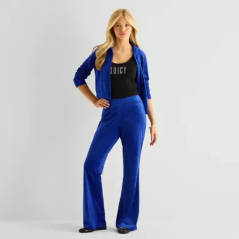 Juicy By Couture Womens Juniors Flare Mid Rise Track Pant