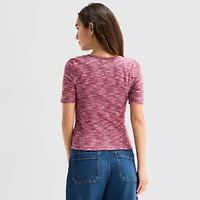 a.n.a Womens Split Tie Neck Short Sleeve T-Shirt