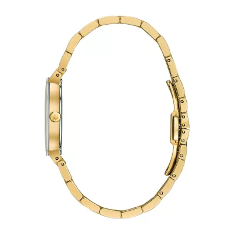 Bulova Futuro Womens Diamond Accent Gold Tone Stainless Steel Bracelet Watch 97p133