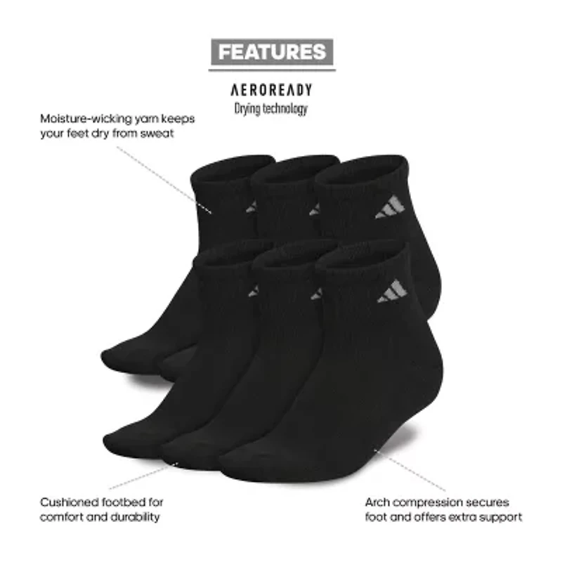 adidas Cushioned Womens 6 Pair Quarter Ankle Socks