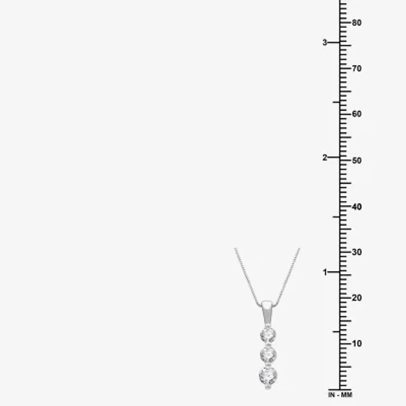 3-Stone Linear (H-I / I1) Womens 1/2 CT. T.W. Lab Grown White Diamond 10K Gold 18 Inch Pendant Necklace