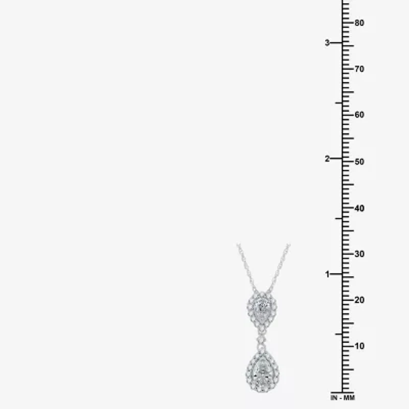 (G-H / Si2-I1) Womens 1 CT. T.W. Lab Grown White Diamond 10K White Gold Pear 18 Inch Pendant Necklace