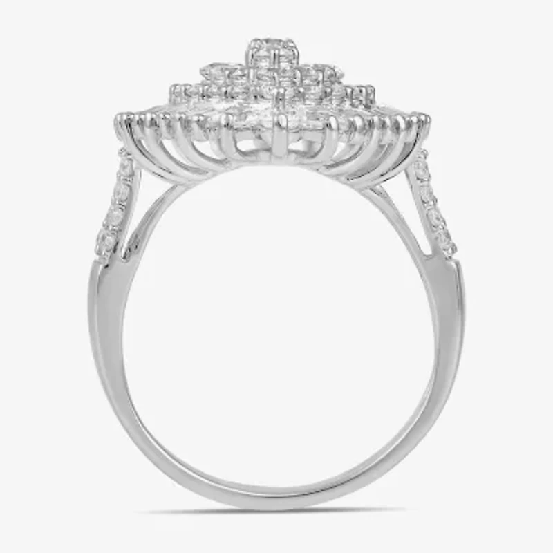 Womens 2 CT. T.W. Lab Grown White Diamond 10K Gold Marquise Cluster Cocktail Ring