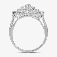 Womens 2 CT. T.W. Lab Grown White Diamond 10K Gold Marquise Cluster Cocktail Ring