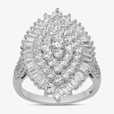 Womens 2 CT. T.W. Lab Grown White Diamond 10K Gold Marquise Cluster Cocktail Ring