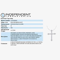 (H / Si2) Womens 1 CT. T.W. Lab Grown White Diamond 10K White Gold Cross 18 Inch Pendant Necklace