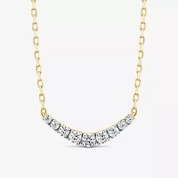 (Si2/ H) Womens 1/4 CT. T.W. Lab Grown White Diamond 10K Gold Curved 18 Inch Pendant Necklace