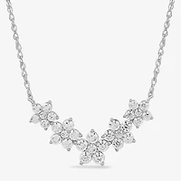 Diamond Blossom Womens 1 CT. T.W. Lab Grown White 10K Gold Flower 18 Inch Pendant Necklace