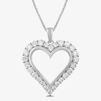 Womens 1 CT. T.W. Lab Grown White Diamond 10K Gold Heart 18 Inch Pendant Necklace