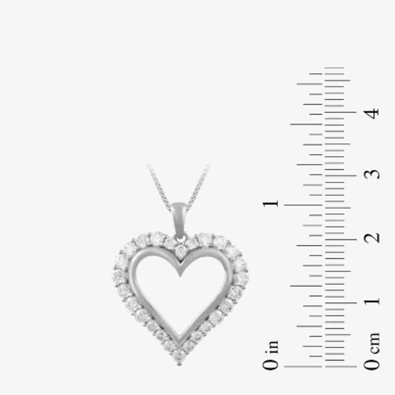 Womens 1 CT. T.W. Lab Grown White Diamond 10K Gold Heart 18 Inch Pendant Necklace