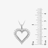Womens 1 CT. T.W. Lab Grown White Diamond 10K Gold Heart 18 Inch Pendant Necklace