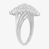 Womens 1 CT. T.W. Lab Grown White Diamond 10K Gold Marquise Cluster Cocktail Ring