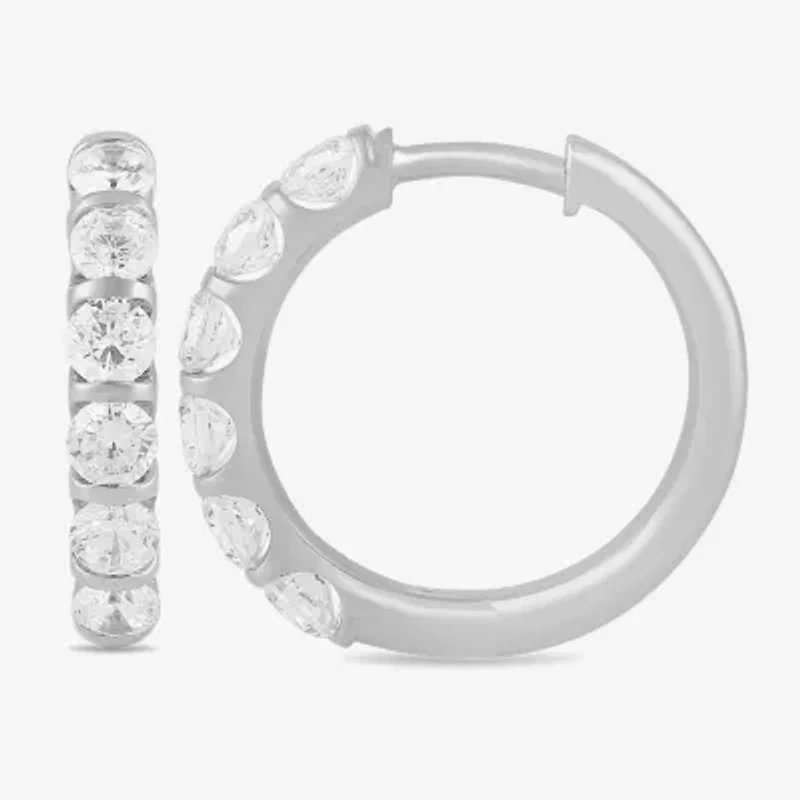 Womens 1 CT. T.W. Lab Grown White Diamond 10K Gold 16.1mm Hoop Earrings