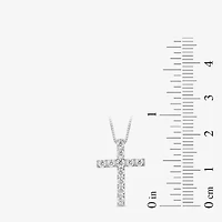 Womens 1 CT. T.W. Lab Grown White Diamond 10K Gold Cross 18 Inch Pendant Necklace