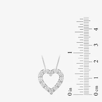 Womens 1 CT. T.W. Lab Grown White Diamond 10K Gold Heart 18 Inch Pendant Necklace