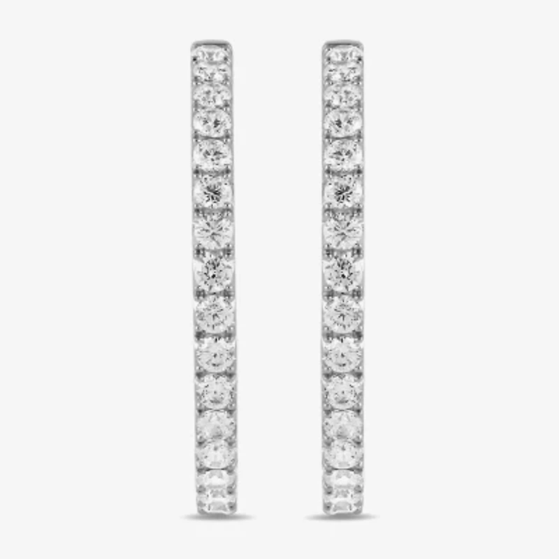 Womens 1 CT. T.W. Lab Grown White Diamond 10K Gold 23.3mm Hoop Earrings