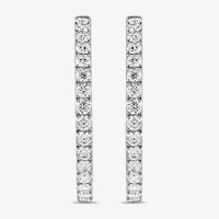 Womens 1 CT. T.W. Lab Grown White Diamond 10K Gold 23.3mm Hoop Earrings