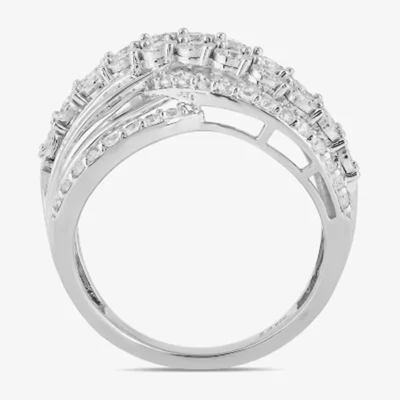 Womens 1 CT. T.W. Lab Grown White Diamond 10K Gold Cocktail Ring