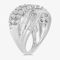 Womens 1 CT. T.W. Lab Grown White Diamond 10K Gold Cocktail Ring