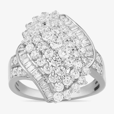 Womens 2 CT. T.W. Lab Grown White Diamond 10K Gold Marquise Cluster Cocktail Ring