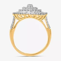 Womens 2 CT. T.W. Lab Grown White Diamond 10K Gold Marquise Cluster Cocktail Ring