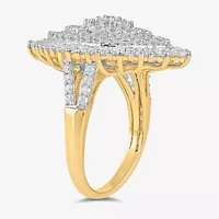 Womens 2 CT. T.W. Lab Grown White Diamond 10K Gold Marquise Cluster Cocktail Ring