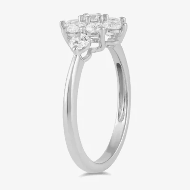 Diamond Blossom (H / I1-I2) Womens 1 CT. T.W. Lab Grown White 10K Gold Flower Cluster Cocktail Ring