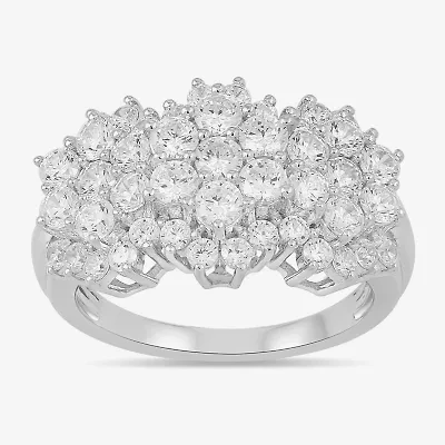 Diamond Blossom Womens 2 CT. T.W. Lab Grown White 10K Gold Cluster Cocktail Ring