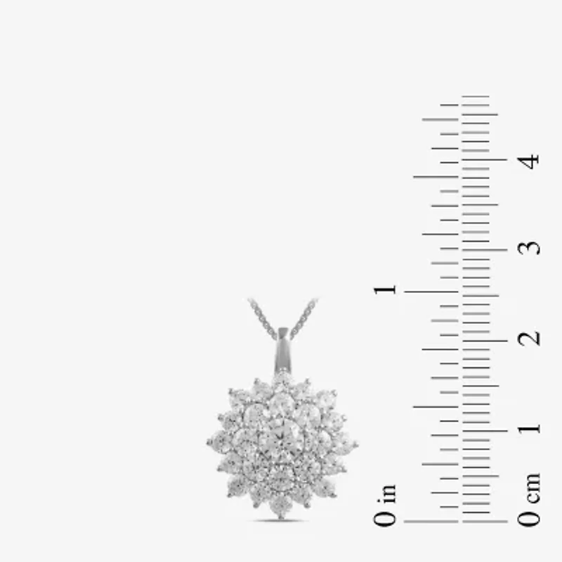 (G / I1) Womens 2 CT. Lab Grown White Diamond 10K Gold Flower 18 Inch Pendant Necklace