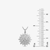 (G / I1) Womens 2 CT. Lab Grown White Diamond 10K Gold Flower 18 Inch Pendant Necklace