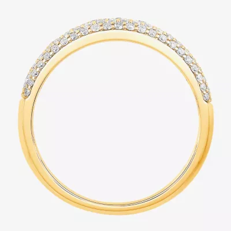 Micro Pave Womens 4MM 1/2 CT. T.W. Natural White Diamond 10K White Gold Anniversary Wedding Band