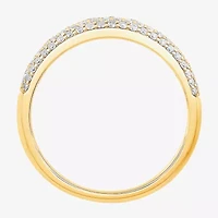 Micro Pave Womens 4MM 1/2 CT. T.W. Natural White Diamond 10K White Gold Anniversary Wedding Band