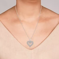 Womens / CT. T.W. Lab Grown White Diamond 14K Rose Gold Over Silver Sterling Silver Heart 18 Inch Pendant Necklace