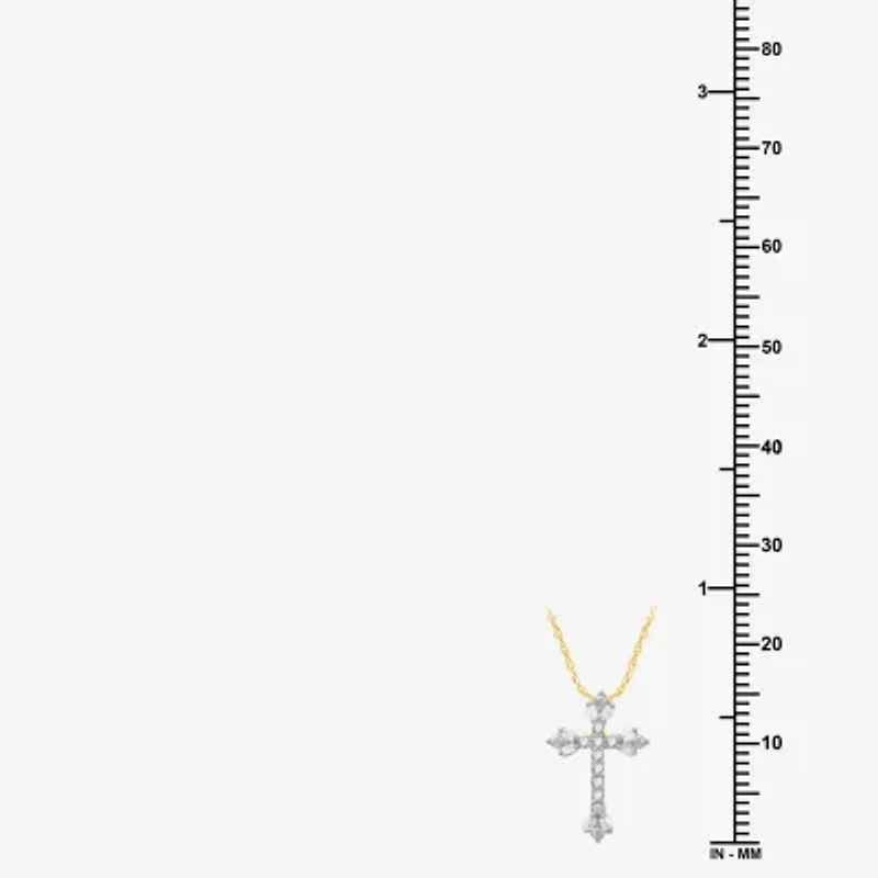 1/10 CT.T.W. Natural Diamond Floral Cross Pendant Necklace