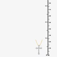 1/10 CT.T.W. Natural Diamond Floral Cross Pendant Necklace
