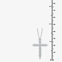 Womens 1 1/ CT. T.W. Lab Grown White Diamond Sterling Silver Cross 18 Inch Pendant Necklace