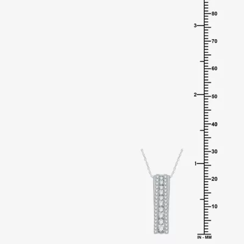 Linear Womens 1/2 CT. T.W. Lab Grown White Diamond Sterling Silver 18 Inch Pendant Necklace