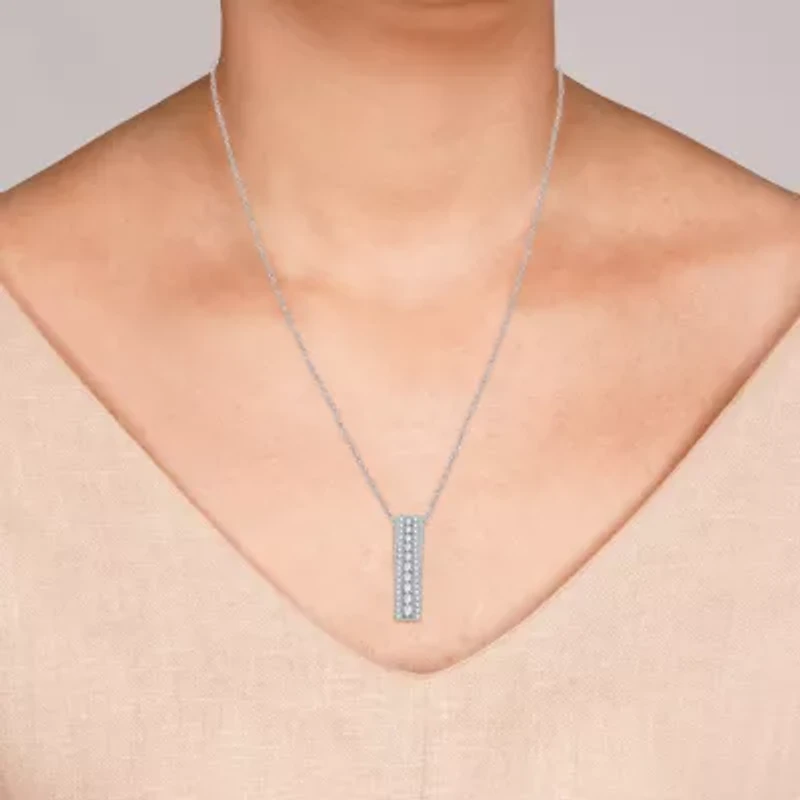 Linear Womens 1/2 CT. T.W. Lab Grown White Diamond Sterling Silver 18 Inch Pendant Necklace