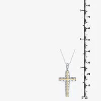 Womens 3/4 CT. T.W. Lab Grown White Diamond 14K Gold Over Silver Cross 18 Inch Pendant Necklace